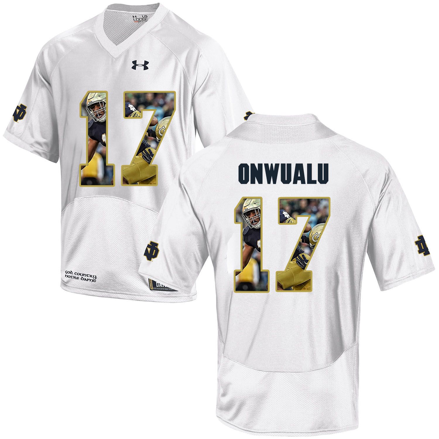 Men Norte Dame Fighting Irish #17 Onwualu White Fashion Edition Customized NCAA Jerseys->->Custom Jersey